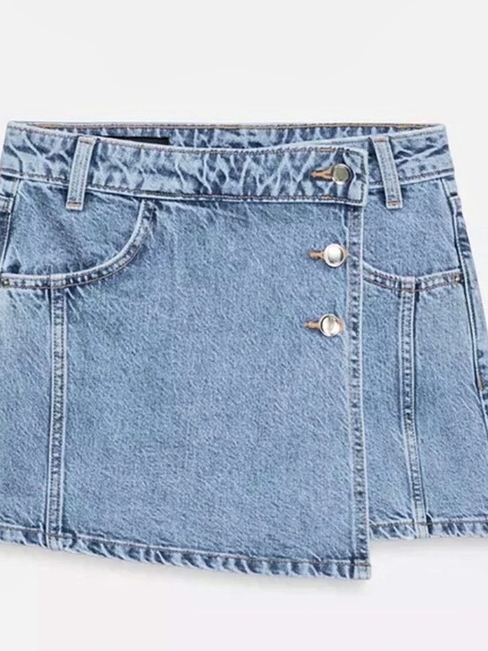 Zara Wrap Denim Skort in Blue